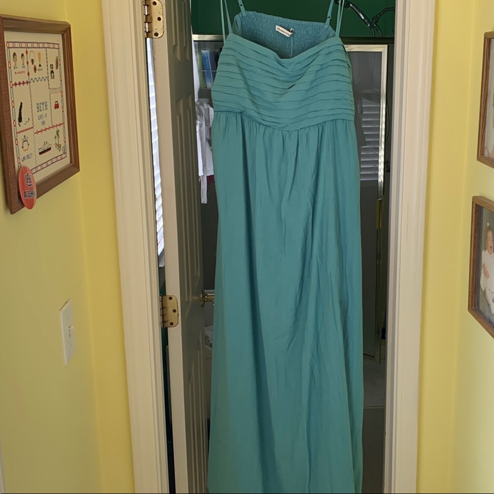 Abercrombie & Fitch Teal Pleated Maxi Dress